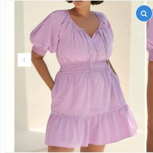 Anthropologie By Anthropologie The Somerset Mini Dress Lilac Puff Sleeve Large